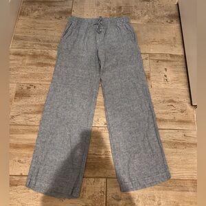 Casual Blue and White Striped Wide-Leg Pants